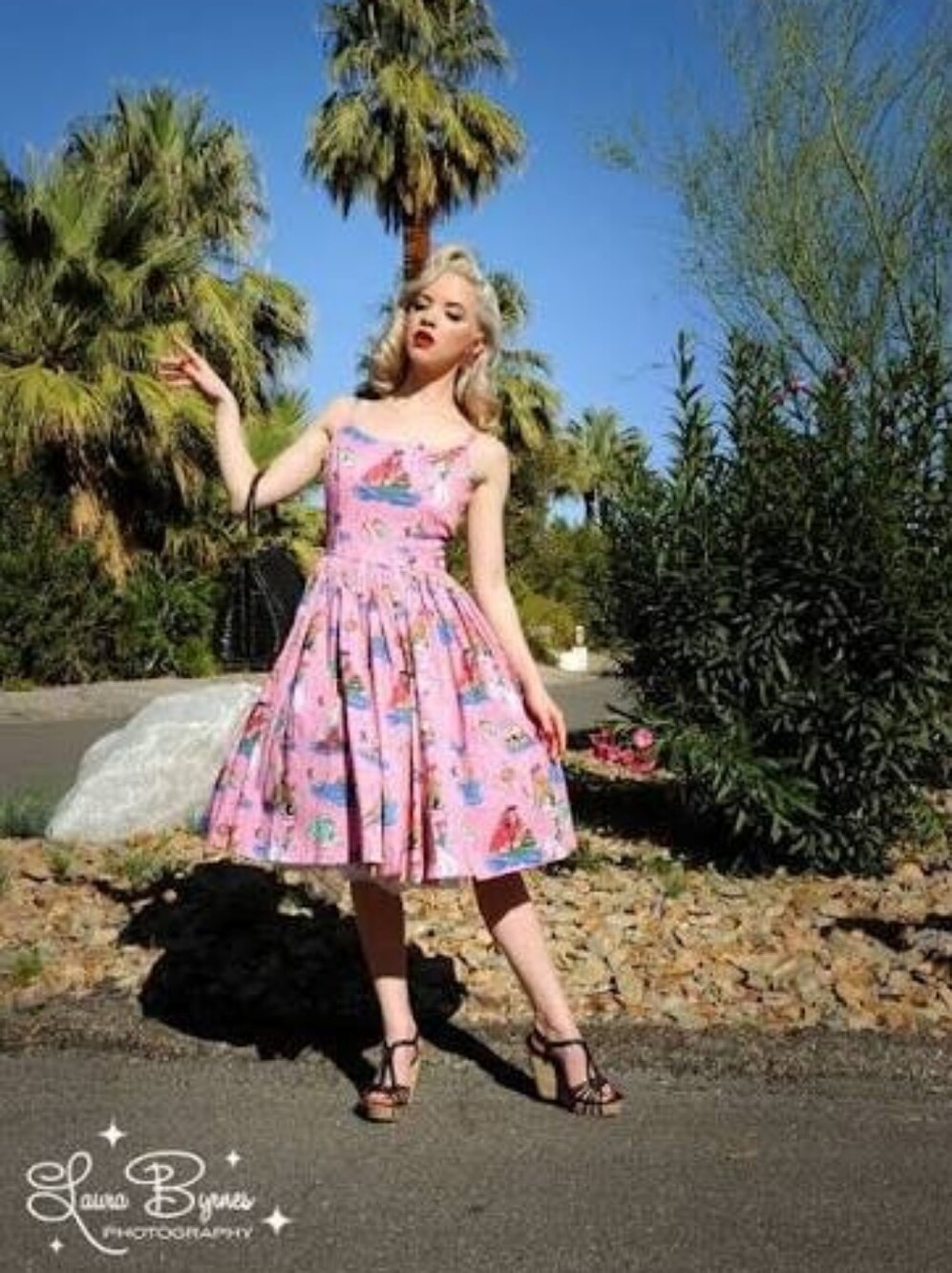 Pinup Couture Jenny Dress in Pink Neverland Print - Picture 6 of 7